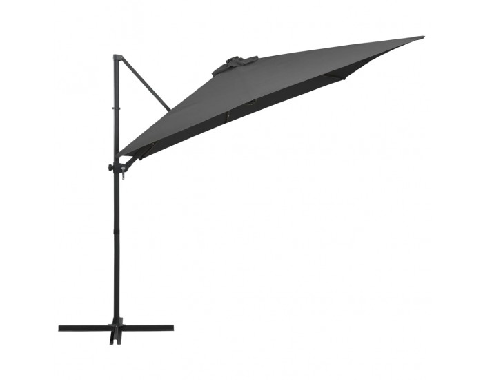 Sonata Градински чадър с LED, стоманен прът, 250x250 см, антрацит