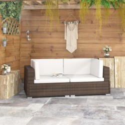 Sonata Модулни ъглови фотьойли с възглавници, 2 бр, кафяв полиратан - Unelte și accesorii de grădină