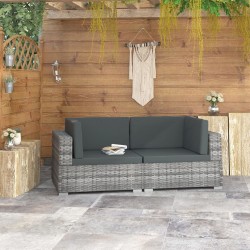 Sonata Модулни ъглови фотьойли с възглавници, 2 бр, полиратан, сиви - Unelte și accesorii de grădină