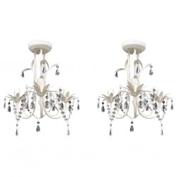 Sonata Кристални полилеи/пендели за таван, 2 бр, елегантни, бели - Lustre de tavan