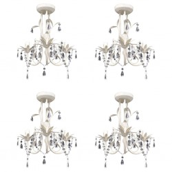 Sonata Кристални полилеи/пендели за таван, 4 бр, елегантни, бели - Lustre de tavan