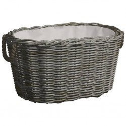 Sonata Кошница за дърва за огрев с дръжки 60x40x28 см сива върба - Unelte și accesorii de grădină