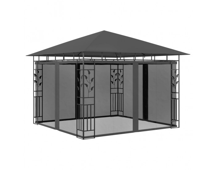 Sonata Шатра с мрежа против комари, 3x3x2,73 м, антрацит, 180 г/м²