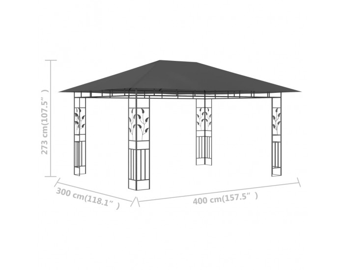 Sonata Шатра с мрежа против комари, 4x3x2,73 м, антрацит, 180 г/м²