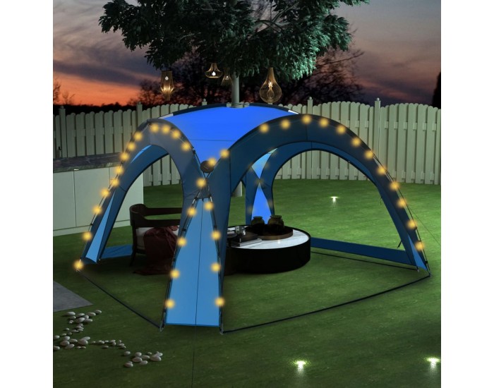 Sonata Парти шатра с LED и 4 стени, 3,6x3,6x2,3 м, синя