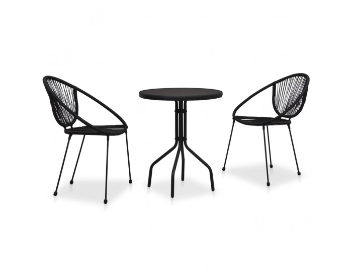 Sonata Бистро комплект, 3 части, PVC ратан, черен