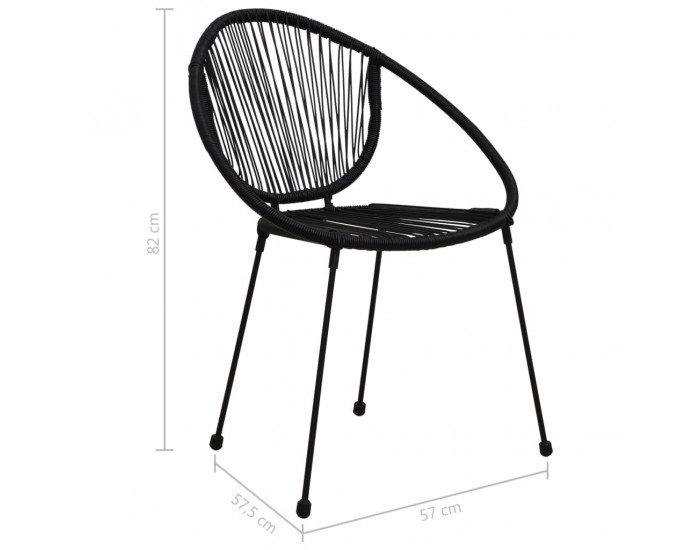 Sonata Бистро комплект, 3 части, PVC ратан, черен