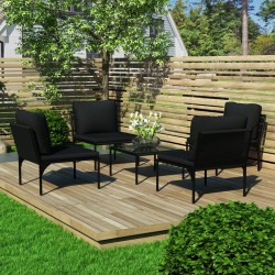 Sonata Градински комплект с възглавници, 5 части, черен, PVC - Seturi pentru exterior