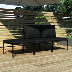 Sonata Градински комплект с възглавници, 3 части, черен, PVC - Seturi pentru exterior
