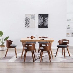 Sonata Трапезни столове, 6 бр, тъмносиви, извито дърво и текстил - Scaune de dining
