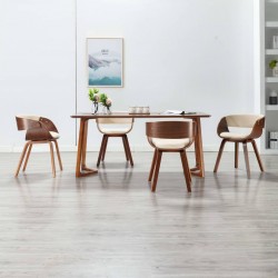 Sonata H Трапезни столове, 4 бр, кремави, извито дърво и изкуствена кожа - Scaune de dining