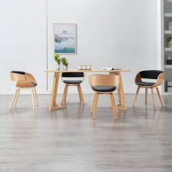 Sonata Трапезни столове, 4 бр, черни, извито дърво и изкуствена кожа - Scaune de dining
