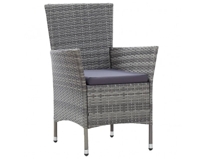 Sonata Set mobilier de exterior cu perne, 9 piese, gri, poliratan