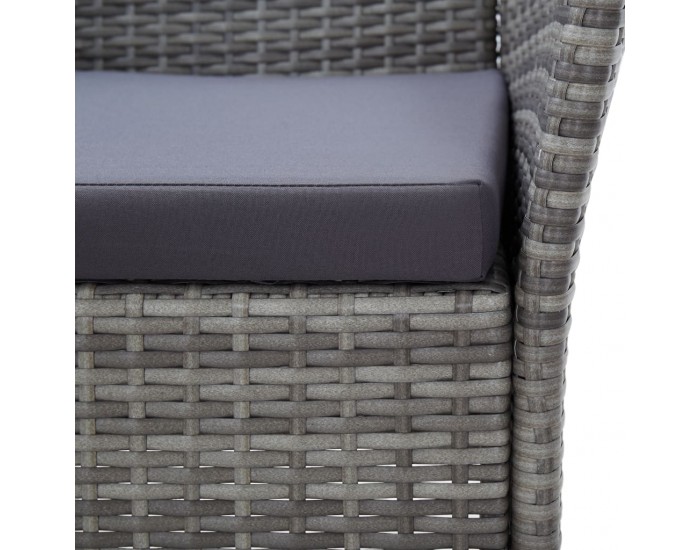 Sonata Set mobilier de exterior cu perne, 9 piese, gri, poliratan