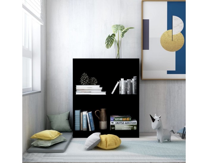 Sonata Етажерка за книги, черна, 60x24x74,5 см, ПДЧ