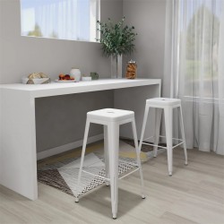 Sonata H Бар табуретки, стифиращи, 2 бр, бели, метал - Scaune de bar