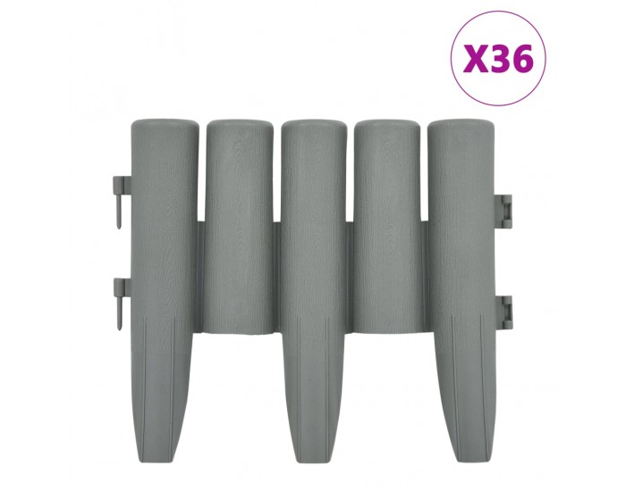 Sonata Градински кантове, 36 бр, сиви, 10 м, полипропилен