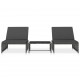 Sonata Шезлонги, 2 бр, с масичка, полиратан, сиви
