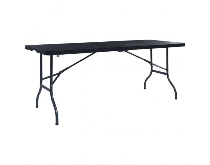 Sonata Сгъваема градинска маса черна 180x75x72 см HDPE имитация ратан