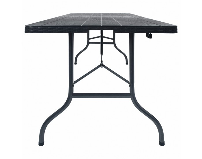 Sonata Сгъваема градинска маса черна 180x75x72 см HDPE имитация ратан