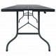 Sonata Сгъваема градинска маса черна 180x75x72 см HDPE имитация ратан