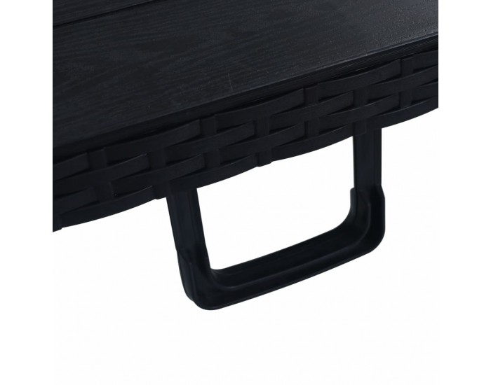 Sonata Сгъваема градинска маса черна 180x75x72 см HDPE имитация ратан