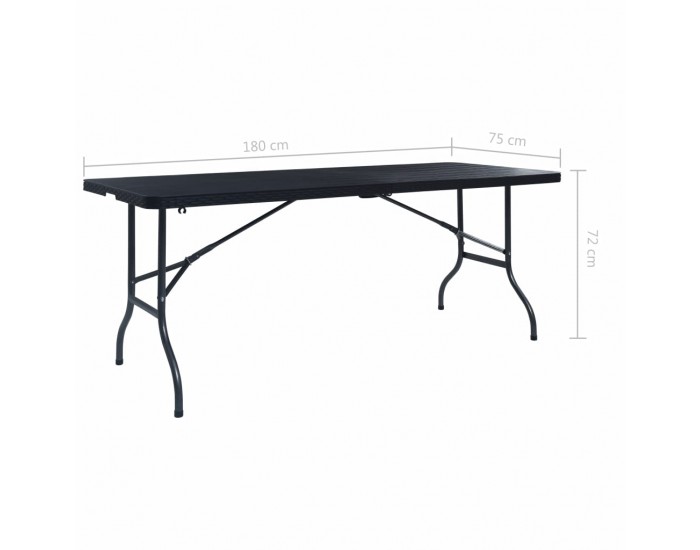 Sonata Сгъваема градинска маса черна 180x75x72 см HDPE имитация ратан