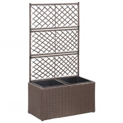 Sonata Пергола висока леха с 2 саксии, 58x30x107 см, полиратан, кафява - Ghivece, jardiniere