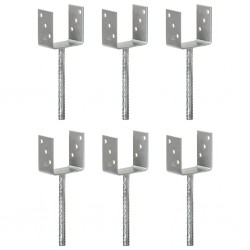 Sonata Оградни подпори 6 бр сребристи 10x6x30 см поцинкована стомана - Garduri
