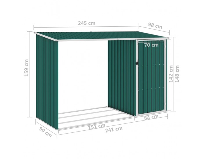 Sonata Градински навес зелен 245x98x159 см поцинкована стомана