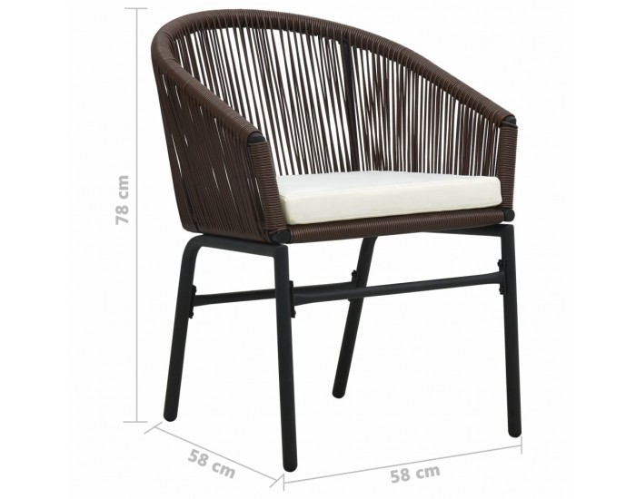 Sonata Бистро комплект, 3 части, с възглавници, кафяв PVC ратан