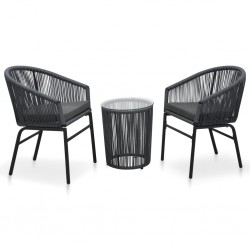 Sonata Бистро комплект с възглавници, 3 части, PVC, ратан, антрацит - Comparare produse
