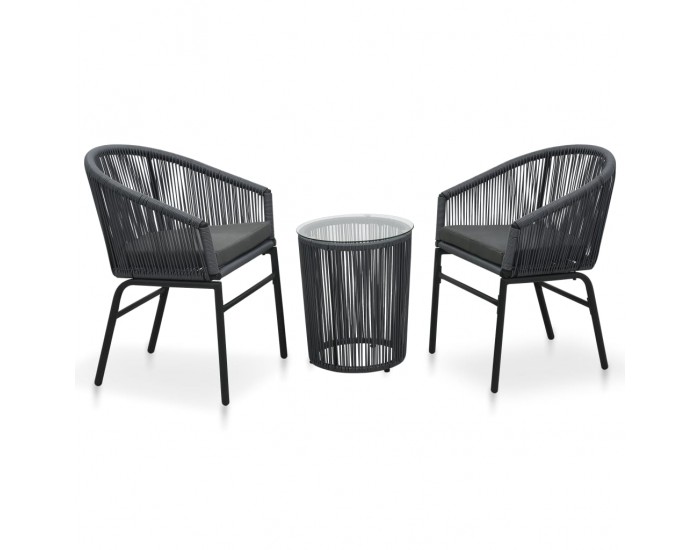 Sonata Бистро комплект с възглавници, 3 части, PVC, ратан, антрацит
