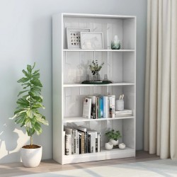 Sonata 4-етажна библиотека, бял гланц, 80x24x142 см, ПДЧ - Living