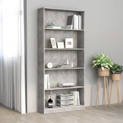 Sonata 5-етажна библиотека, бетонно сива, 80x24x175 см, ПДЧ - Living