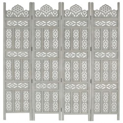 Sonata Ръчно резбован параван, 4 панела, сив, 160x165 cм, манго масив - Electrocasnice și accesorii pentru living