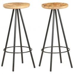 Sonata H Бар табуретки, 2 бр, грубо мангово дърво - Scaune de bar
