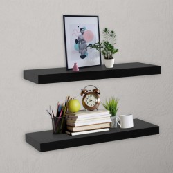 Sonata Окачени стенни рафтове, 2 бр, черни, 60x20x3,8 см - Etajere