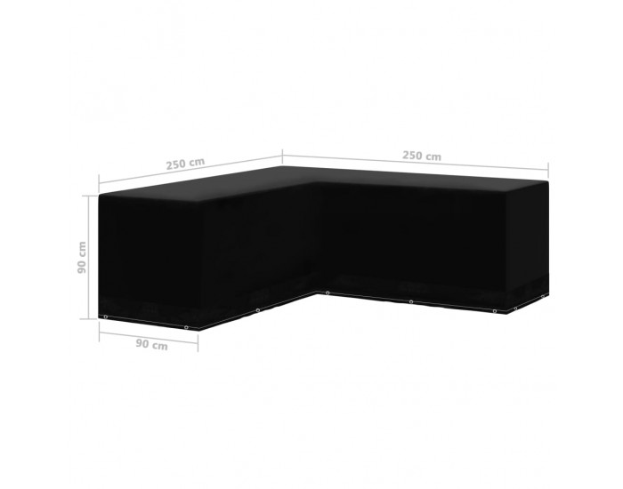 Sonata Градинско покривало за мебели L-образно 12 капси 250x250x90 см