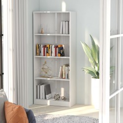 Sonata 4-етажна библиотека, бял гланц, 60x24x142 см, ПДЧ - Living