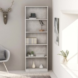 Sonata 5-етажна библиотека, бетонно сива, 60x24x175 см, ПДЧ - Living