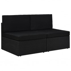 Sonata Двуместен модулен диван, полиратан, черен - Unelte și accesorii de grădină