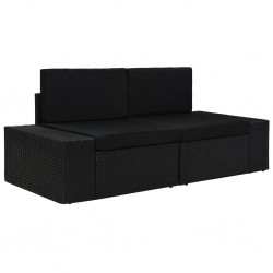 Sonata Двуместен модулен диван, полиратан, черен - Unelte și accesorii de grădină