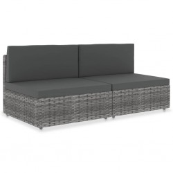 Sonata Двуместен модулен диван, полиратан, сив - Unelte și accesorii de grădină