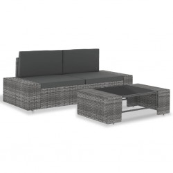 Sonata Градински комплект за отдих, 3 части, полиратан, сив - Unelte și accesorii de grădină