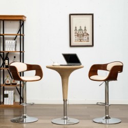 Sonata Бар табуретки, 2 бр, кремави, извито дърво и изкуствена кожа - Scaune de bar