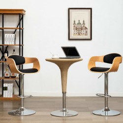 Sonata H Бар табуретки, 2 бр, черни, извито дърво и изкуствена кожа - Scaune de bar