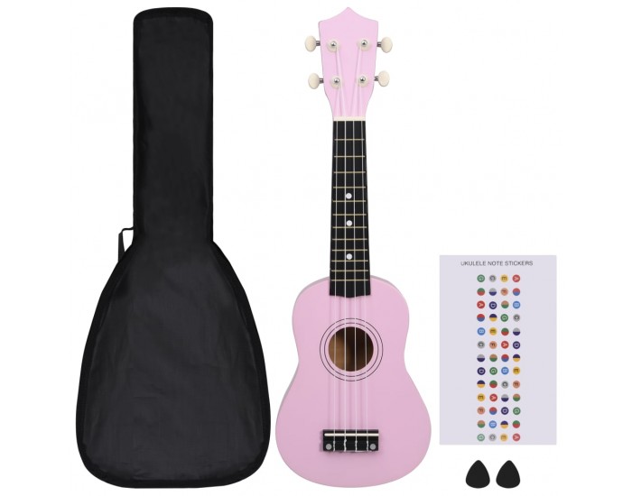 Sonata Укулеле сопрано с калъф, детско, розово, 21"