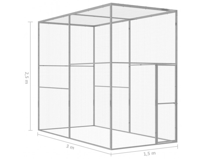 Sonata Клетка за котки 3x1,5x2,5 м поцинкована стомана