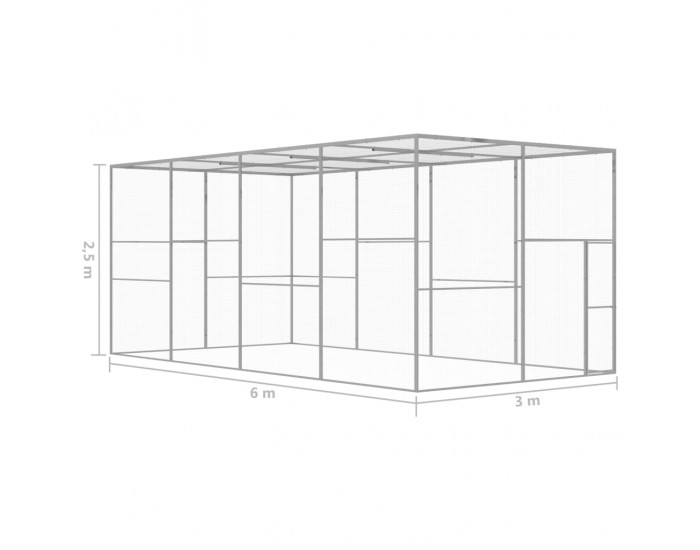 Sonata Клетка за котки 6x3x2,5 м поцинкована стомана
